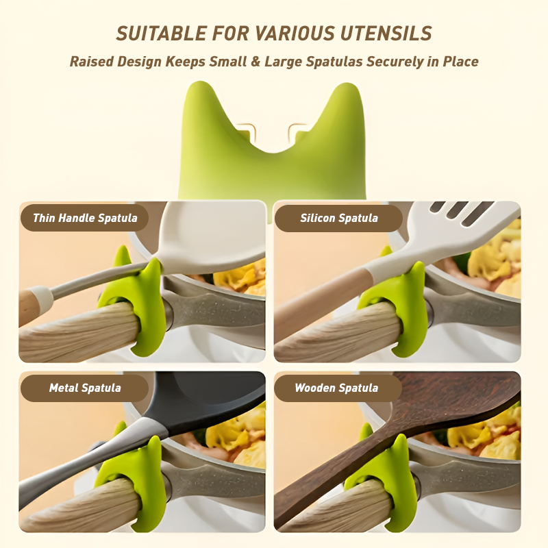 Anti-Spill Pot Clip - Silicone Lid & Spatula Holder
