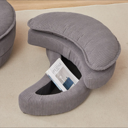 Modern Corduroy Swivel Lounge Chair with Hidden Moon Storage – 5 Color Options