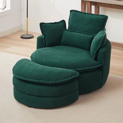 Modern Corduroy Swivel Lounge Chair with Hidden Moon Storage – 5 Color Options