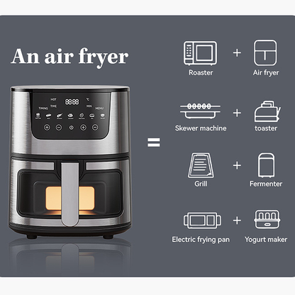 7 Litre Large Capacity Digital Air Fryer – Stainless Steel Basket & LCD Control Panel