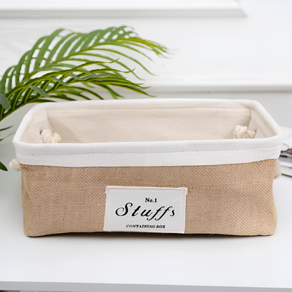 Jute Fabric Organizer Boxes with Rope Handles – For Home, Closet and Living Room