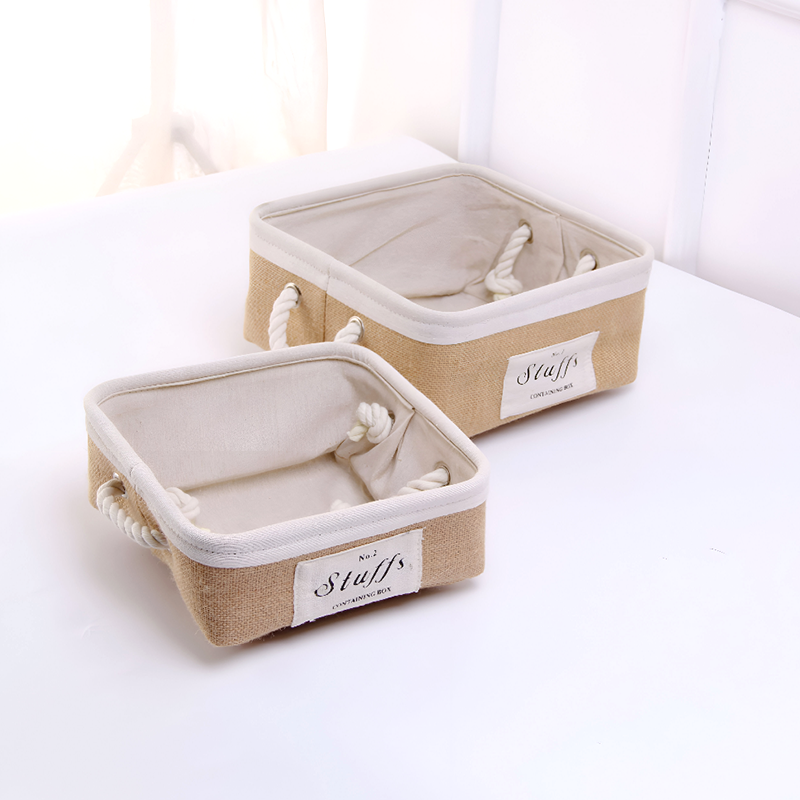 Jute Fabric Organizer Boxes with Rope Handles – For Home, Closet and Living Room