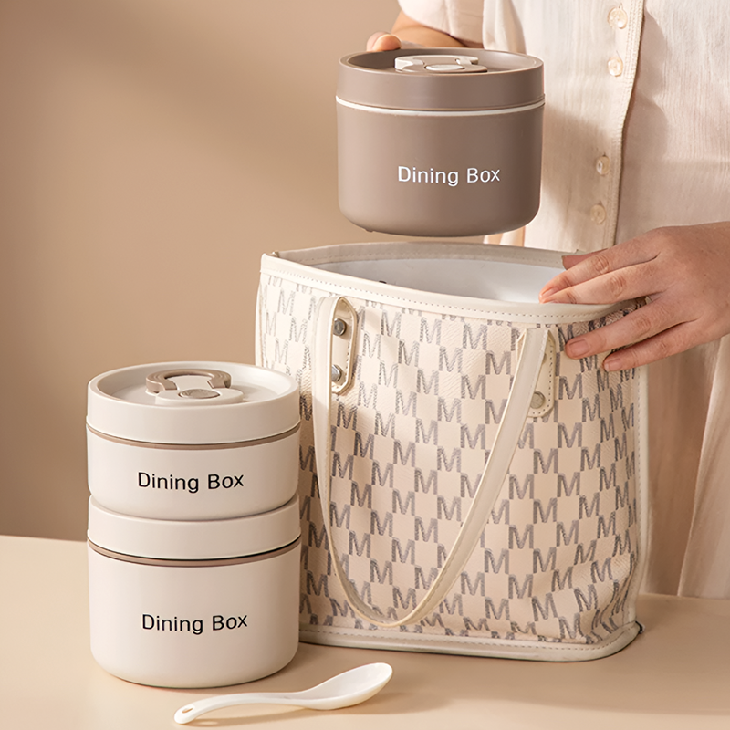 Stainless Steel Lunch Box – 350ml and 650ml - Brown, Beige, Blue