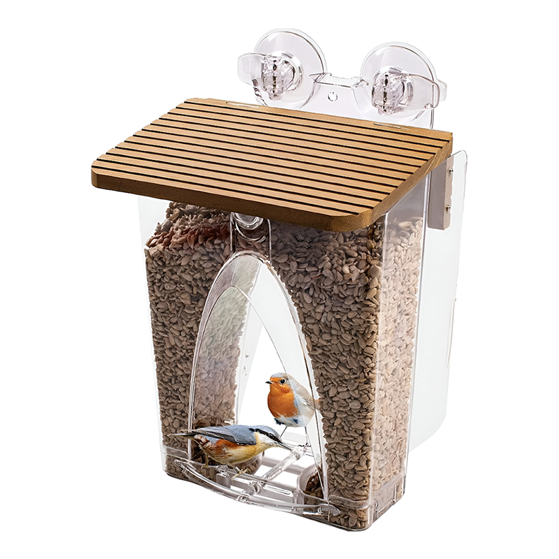 Clear View Window Bird Feeder – Large 4LB Capacity - Easy Fill & Clean - Weatherproof with Strong Suction Cups
