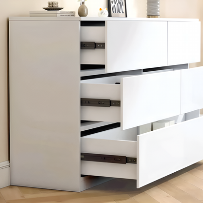 Modern 6-Drawer Dresser Cabinet – Minimalist Storage Solution in Olive Green or Grey