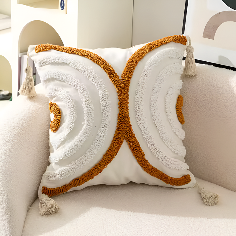 Pure Cotton Nordic Bohemian Pillowcases – Tufted Tassel Cushion Covers for Sofa, Bed & Bay Window