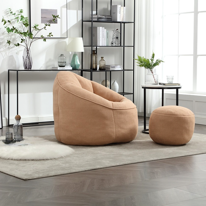 Modern Bean Bag Chair with Footrest – Comfy High-Density Foam Lounge Chair for Bedroom and Living Room