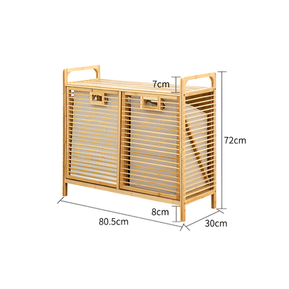 Laundry Storage Cabinet – Multi-Layer Bamboo Basket Organizer