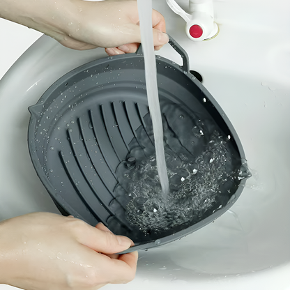 Silicon Air Fryer Baking Tray with Partition - Heat-Resistant, Foldable and Reusable Cooking Basket