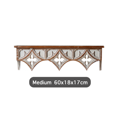 Handcrafted Rustic Wooden Wall Shelf – Vintage Carved Wall Décor for Living Room, Kitchen, or Café
