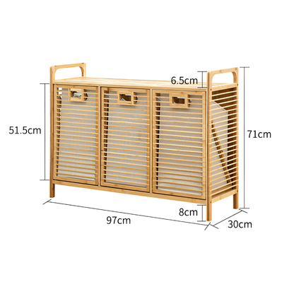 Laundry Storage Cabinet – Multi-Layer Bamboo Basket Organizer