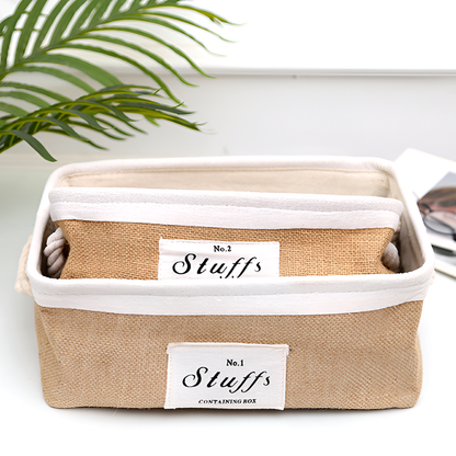 Jute Fabric Organizer Boxes with Rope Handles – For Home, Closet and Living Room