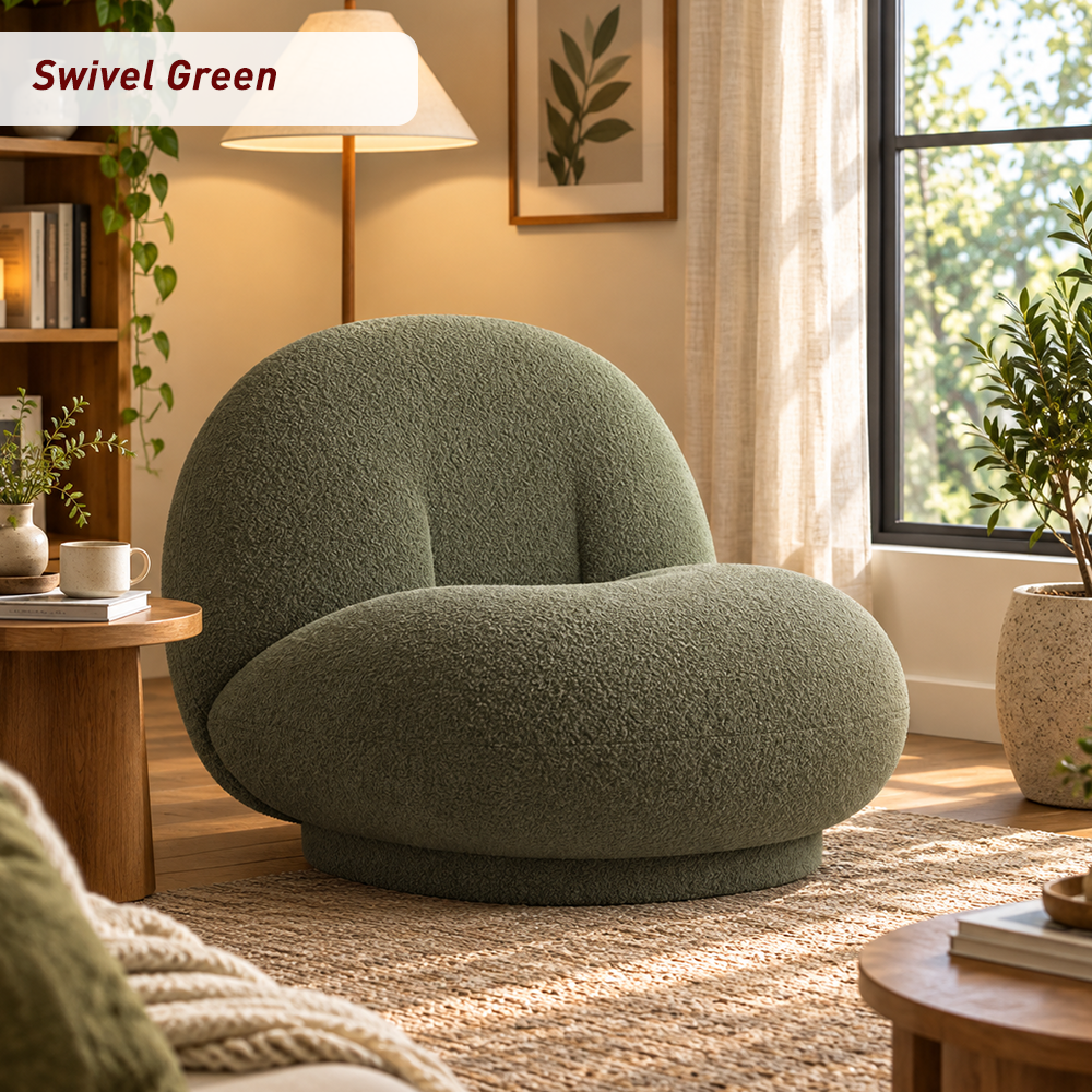 Cloud-Shaped Bean Bag Sofa – Soft Plush Lounge Chair with High-Density Foam, Fixed or Swivel Style