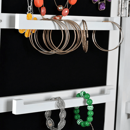 Full Length Mirror Jewelry Cabinet – 360° Swivel Standing Armoire with Storage, Shelves and Lock