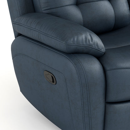 Genuine Leather Manual Reclining 3-Seater Sofa with Drop-Down Table, Cup Holders & Storage