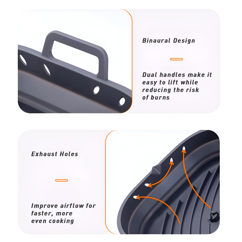 Silicon Air Fryer Baking Tray with Partition - Heat-Resistant, Foldable and Reusable Cooking Basket