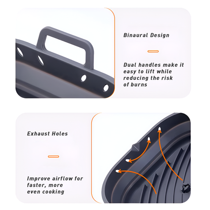 Silicon Air Fryer Baking Tray with Partition - Heat-Resistant, Foldable and Reusable Cooking Basket