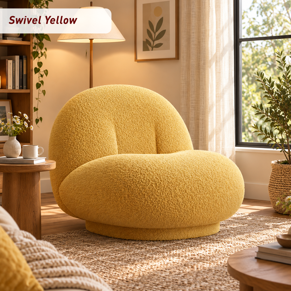 Cloud-Shaped Bean Bag Sofa – Soft Plush Lounge Chair with High-Density Foam, Fixed or Swivel Style