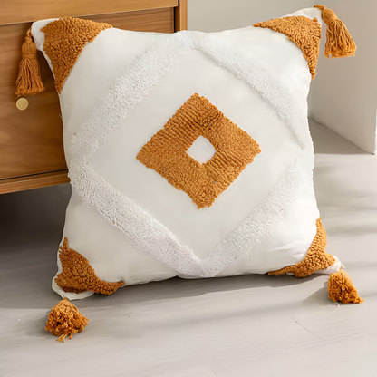 Pure Cotton Nordic Bohemian Pillowcases – Tufted Tassel Cushion Covers for Sofa, Bed & Bay Window