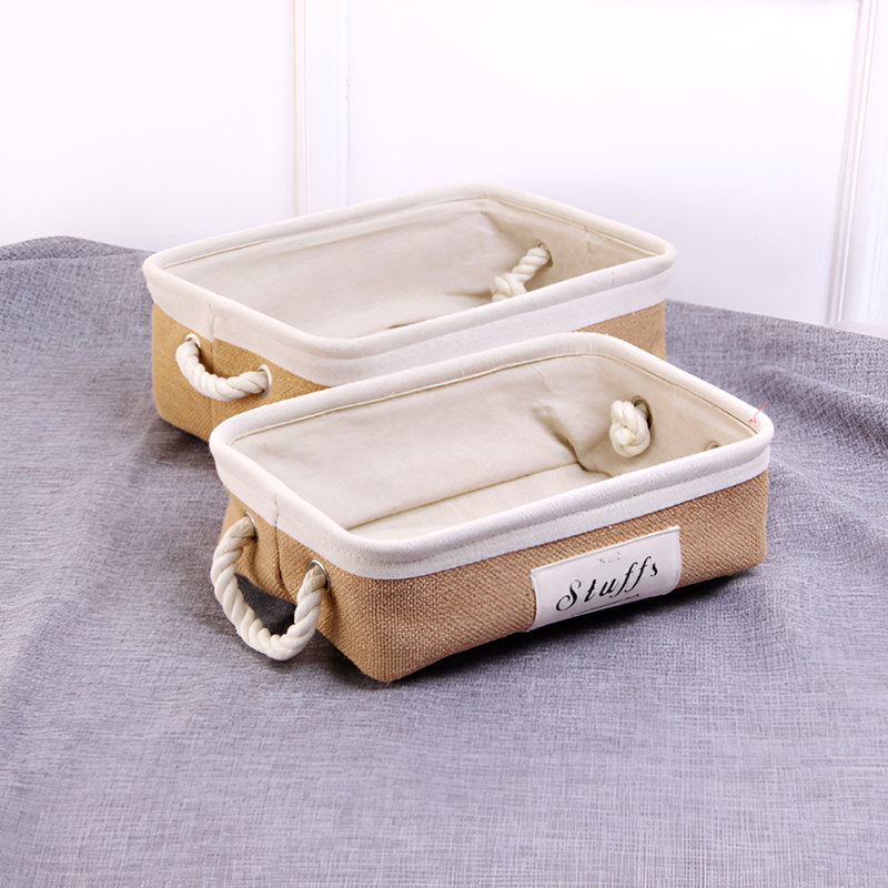 Jute Fabric Organizer Boxes with Rope Handles – For Home, Closet and Living Room