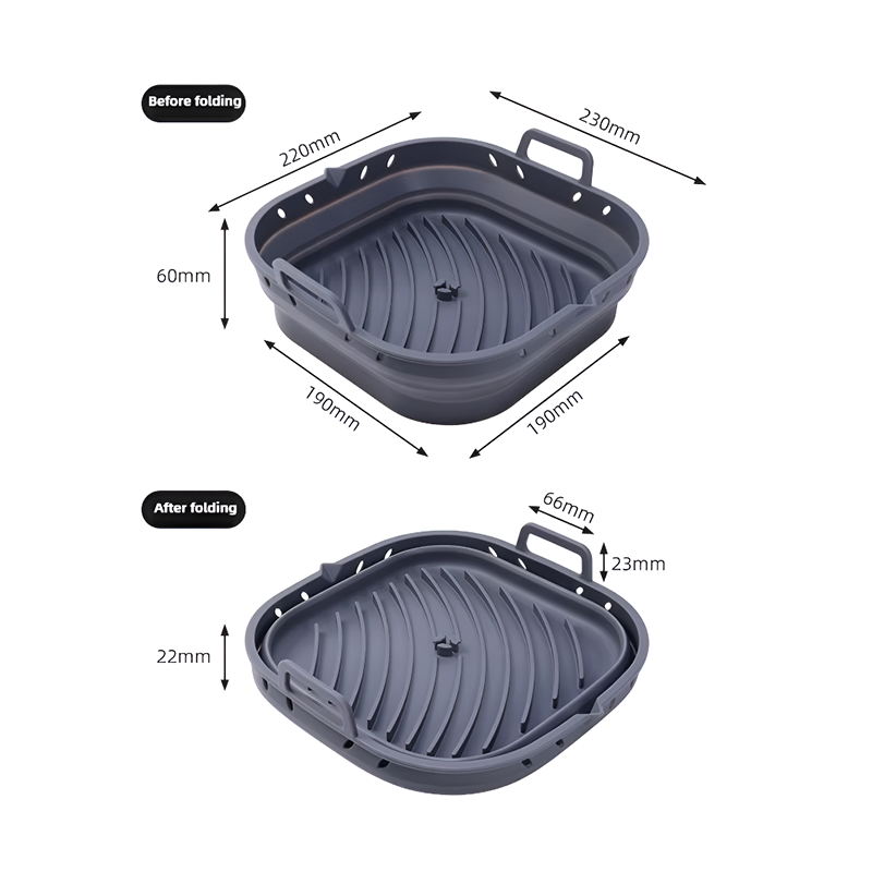 Silicon Air Fryer Baking Tray with Partition - Heat-Resistant, Foldable and Reusable Cooking Basket
