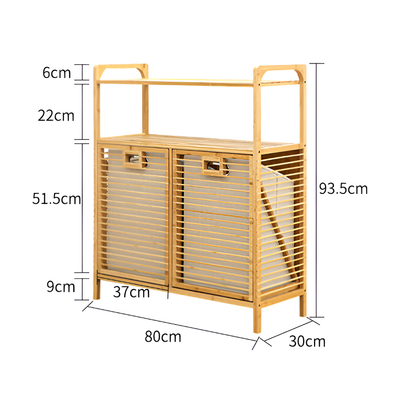 Laundry Storage Cabinet – Multi-Layer Bamboo Basket Organizer