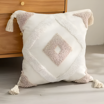 Pure Cotton Nordic Bohemian Pillowcases – Tufted Tassel Cushion Covers for Sofa, Bed & Bay Window