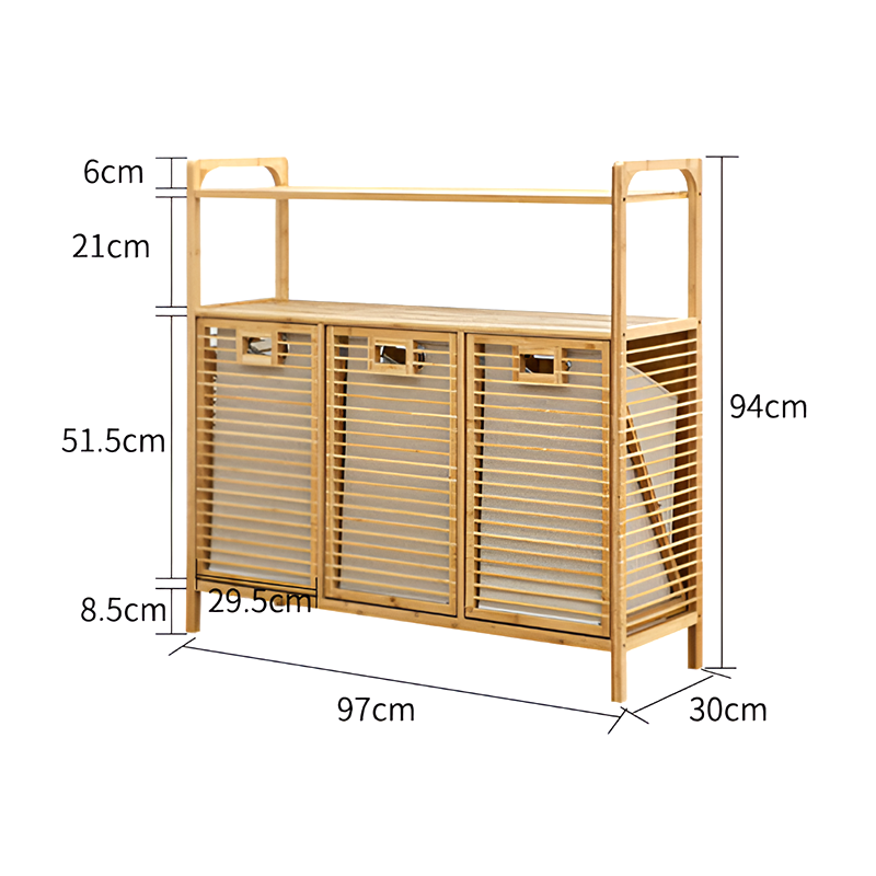 Laundry Storage Cabinet – Multi-Layer Bamboo Basket Organizer