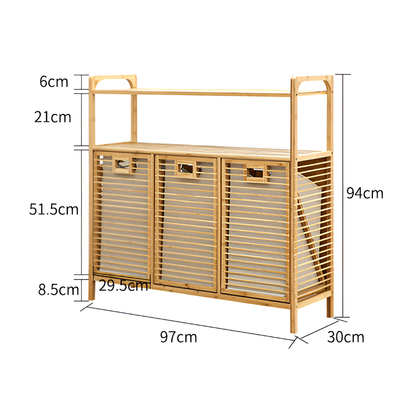 Laundry Storage Cabinet – Multi-Layer Bamboo Basket Organizer