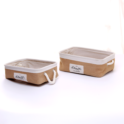 Jute Fabric Organizer Boxes with Rope Handles – For Home, Closet and Living Room