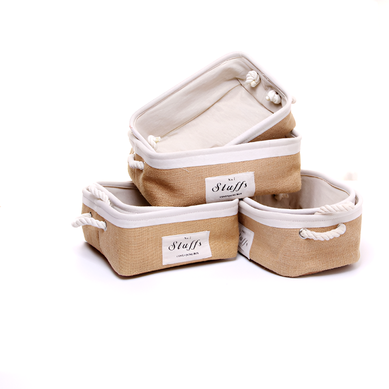 Jute Fabric Organizer Boxes with Rope Handles – For Home, Closet and Living Room