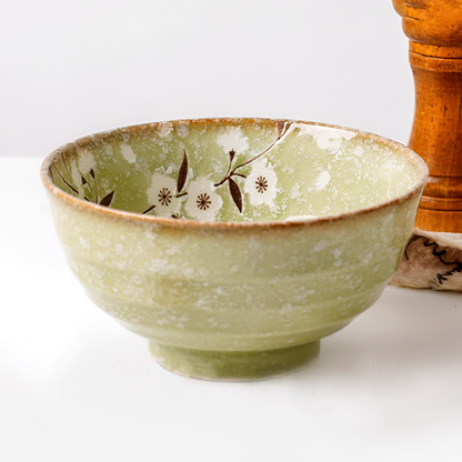 Ceramic Green Cherry Blossom Tableware – Japanese Underglaze Porcelain Bowls & Plates