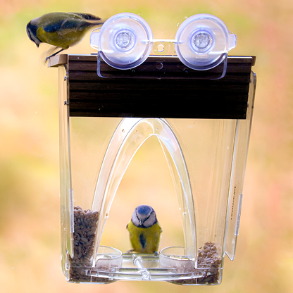 Clear View Window Bird Feeder – Large 4LB Capacity - Easy Fill & Clean - Weatherproof with Strong Suction Cups