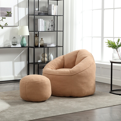 Modern Bean Bag Chair with Footrest – Comfy High-Density Foam Lounge Chair for Bedroom and Living Room