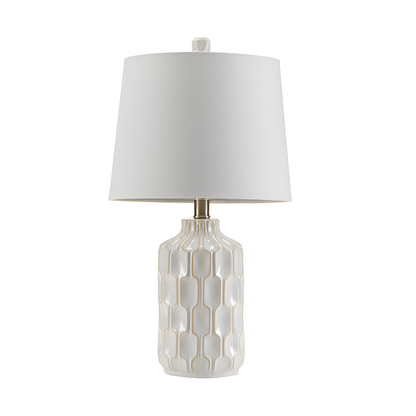 Contour White Ceramic Table Lamp – Mid-Century Modern Accent Lighting