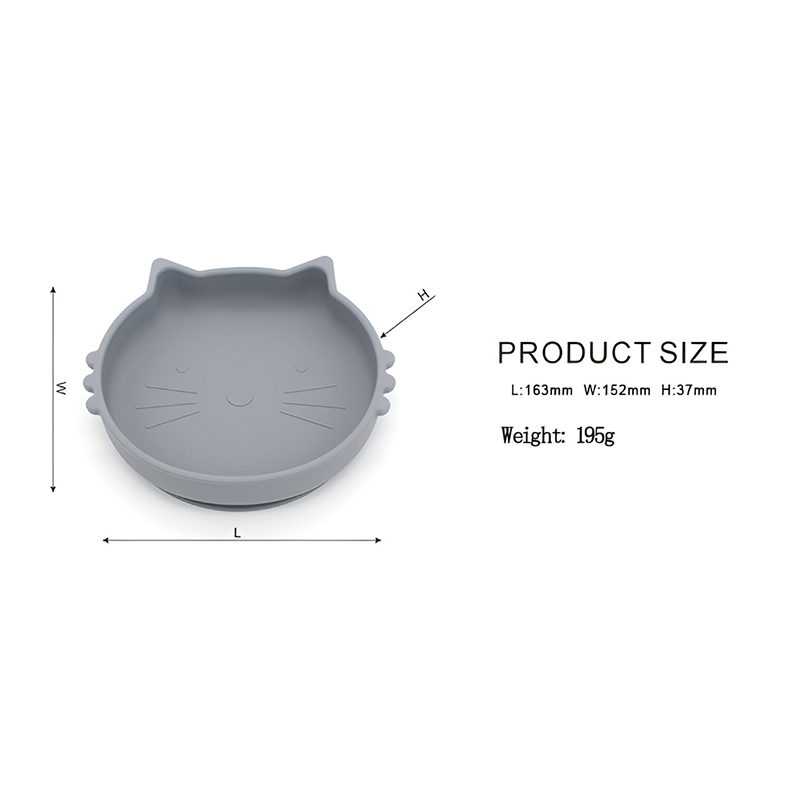 Cute Cat Silicone Baby Plate Set with Spoon and Fork