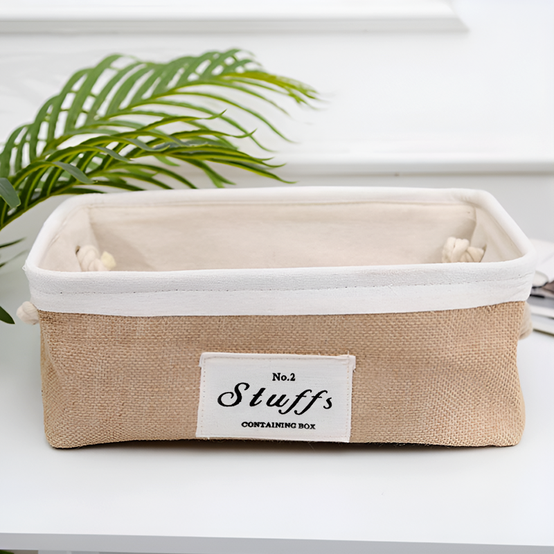Jute Fabric Organizer Boxes with Rope Handles – For Home, Closet and Living Room