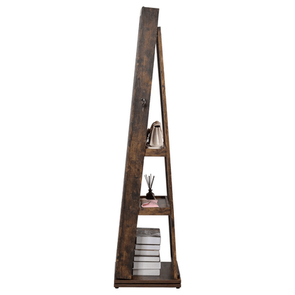 Full Length Mirror Jewelry Cabinet – 360° Swivel Standing Armoire with Storage, Shelves and Lock
