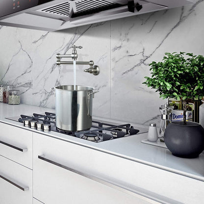 Wall-Mount Pot Filler Faucet – Retractable Folding Kitchen Tap