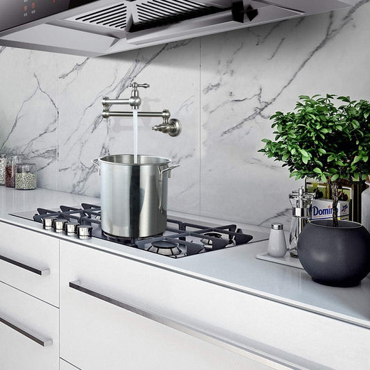Wall-Mount Pot Filler Faucet – Retractable Folding Kitchen Tap