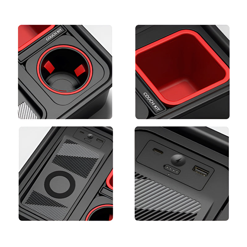 Multifunctional Snack Box with Wireless Charging Power Bank & Anti-Flip Gyroscope – Indoor & Outdoor Storage & Cup Holder