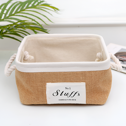 Jute Fabric Organizer Boxes with Rope Handles – For Home, Closet and Living Room