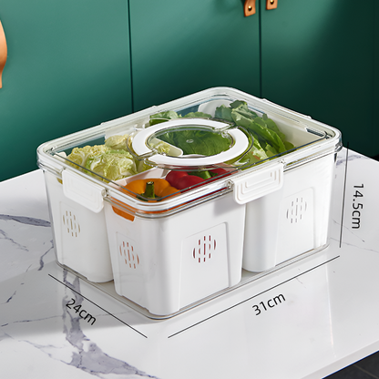 Multi-Compartment Food Storage Box – Airtight, Freezer-Safe Fruit & Vegetable Organizer (1 to 4 Compartments)