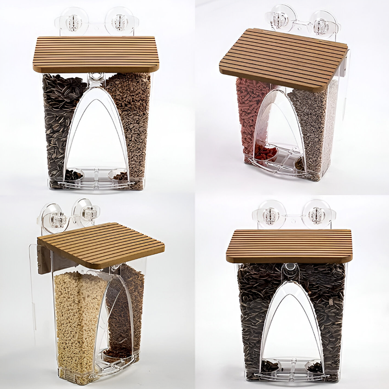 Clear View Window Bird Feeder – Large 4LB Capacity - Easy Fill & Clean - Weatherproof with Strong Suction Cups