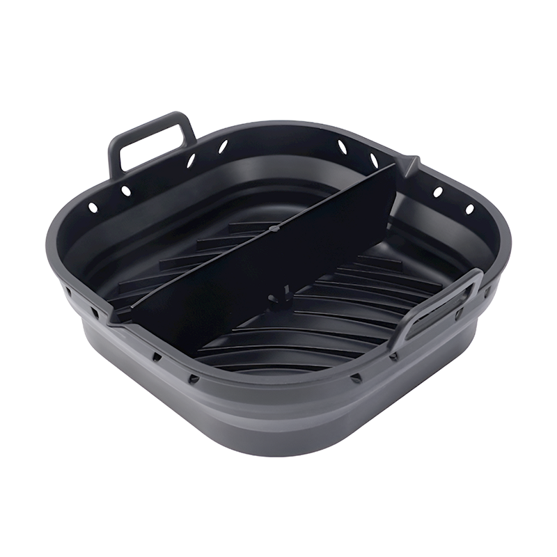 Silicon Air Fryer Baking Tray with Partition - Heat-Resistant, Foldable and Reusable Cooking Basket