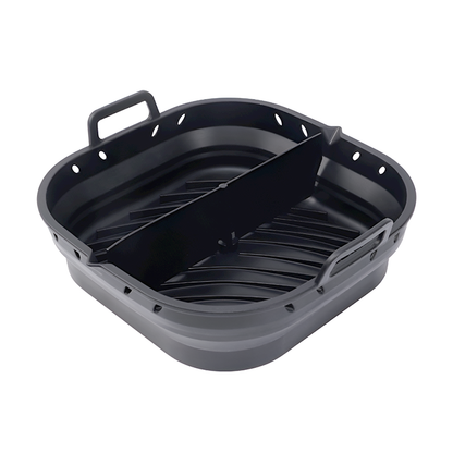 Silicon Air Fryer Baking Tray with Partition - Heat-Resistant, Foldable and Reusable Cooking Basket