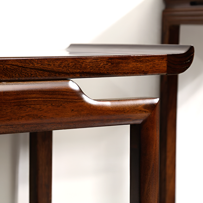 African Black Walnut Entrance Console Table + Pair of Flower Stands – Solid Wood Entryway Table