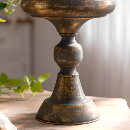European Retro Iron Flower Pots/Vase - Worn Metal Vintage Style, Matte White And Gold/Copper Finishes, Multiple Sizes