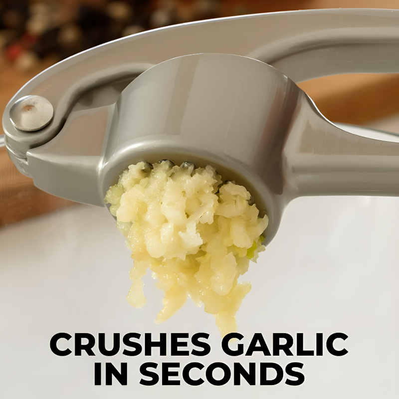 Premium Garlic Press Set – Zinc Alloy Stainless Steel Crusher with Peeler and Cleaning Brush