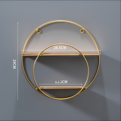 Nordic Round Wall Shelf – Metal & Wood Floating Shelves | Wall Mounted Storage for Living Room, Bedroom, Office, Restaurant, Cafe | Modern Home Decor